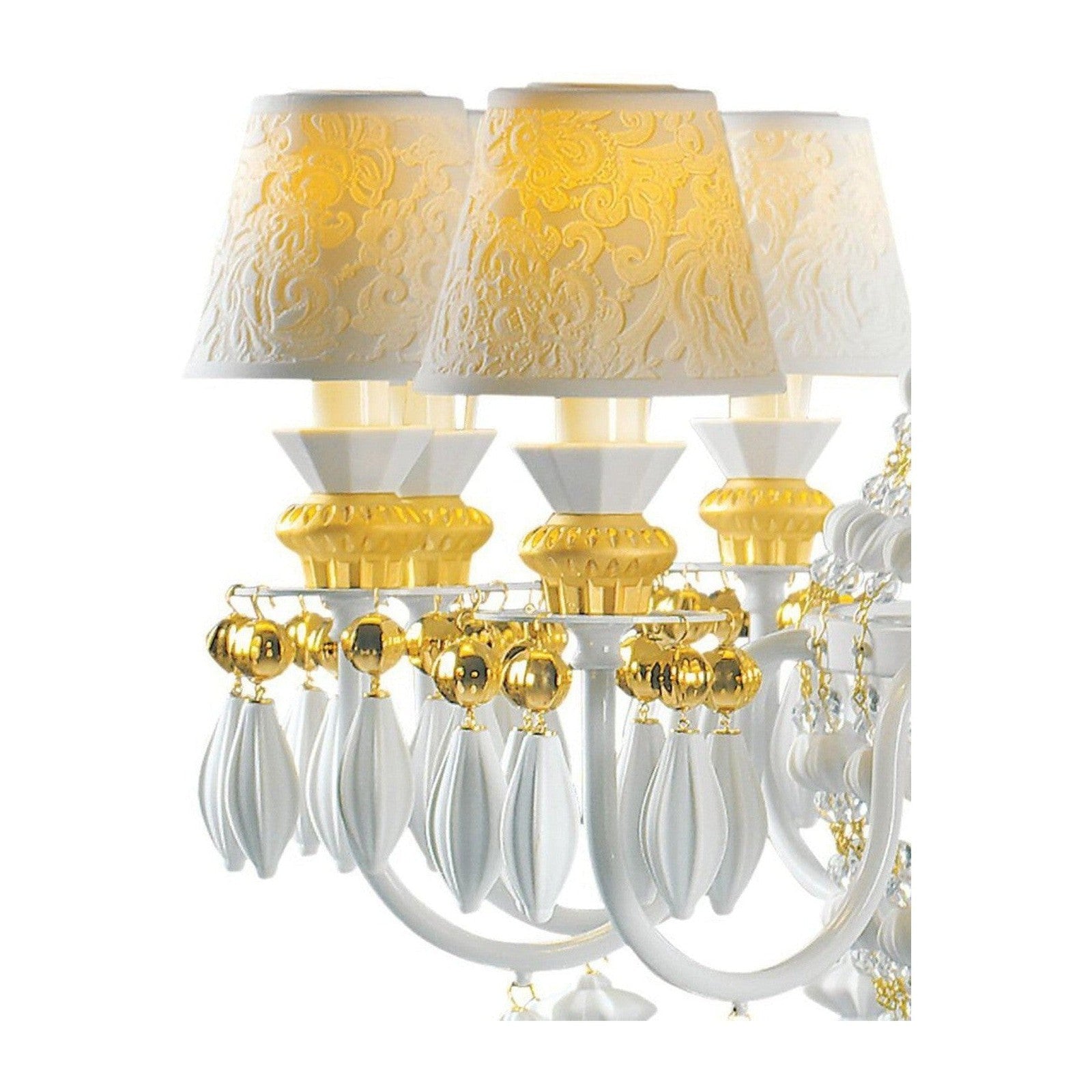12-Light Porcelain Gold Chandelier