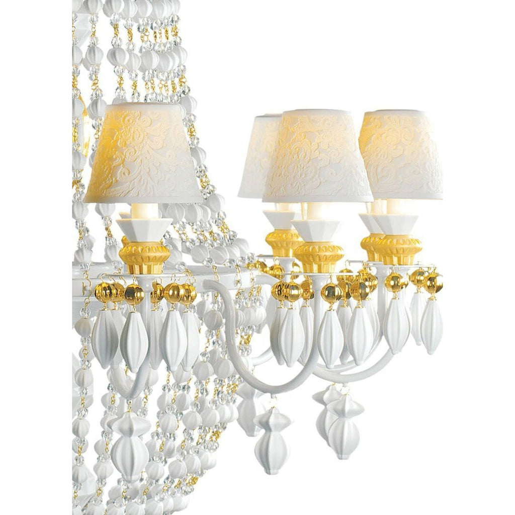 12-Light Porcelain Gold Chandelier