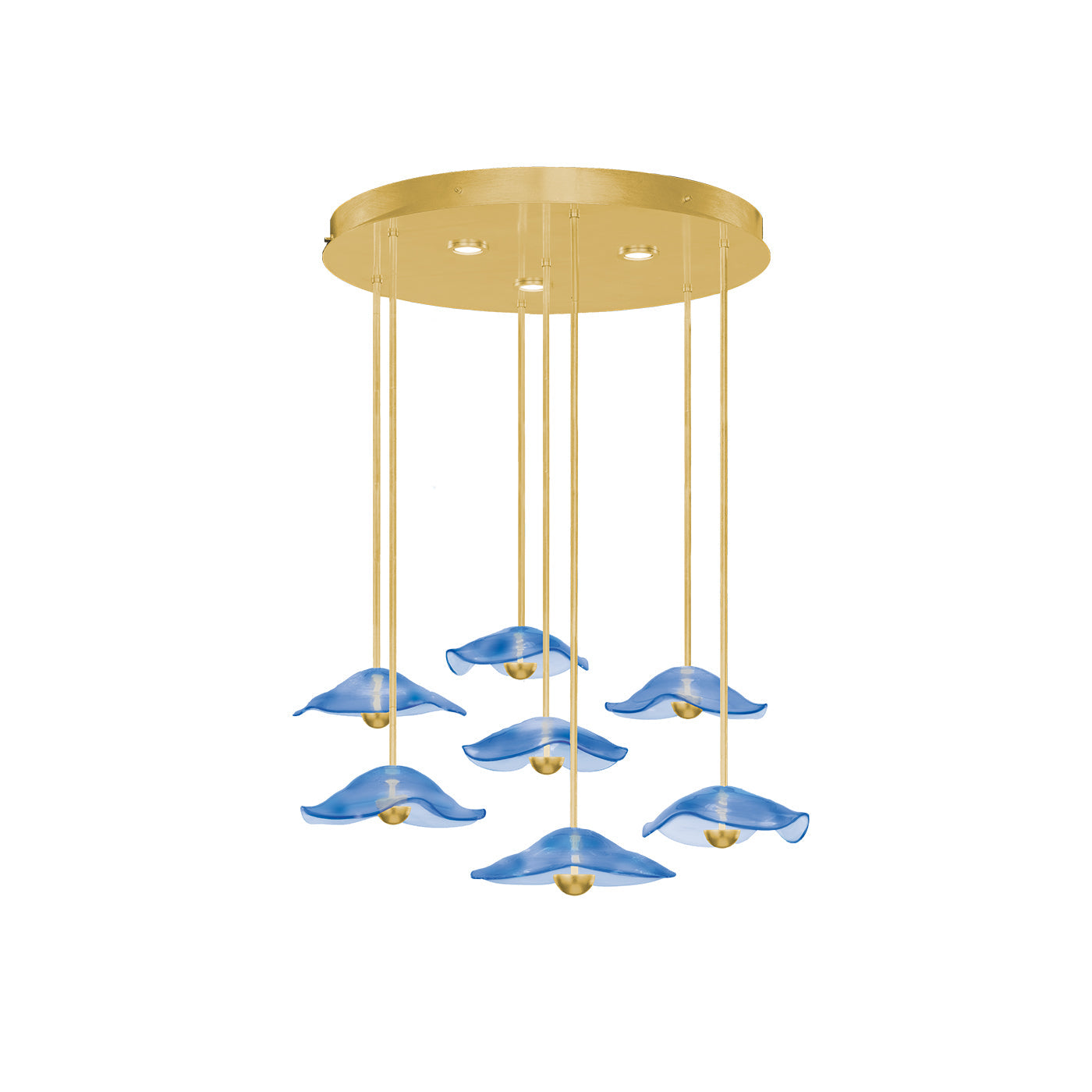 43-Inch Sculpted Glass Round Pendant / Gold Leaf/Blue