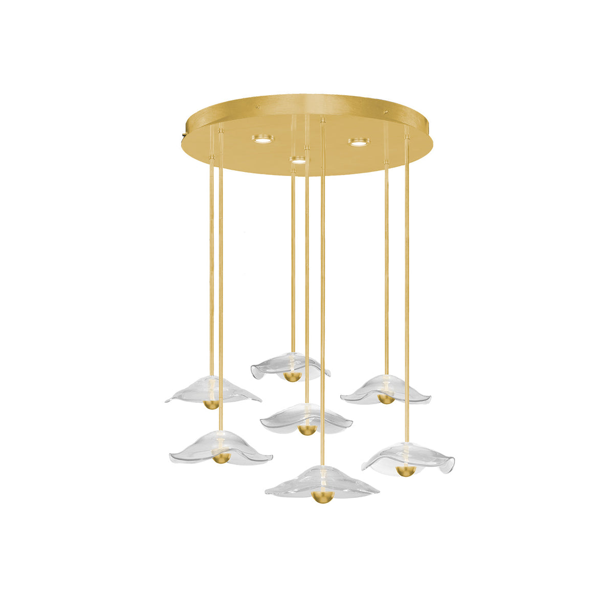 43-Inch Sculpted Glass Round Pendant / Gold Leaf/Clear