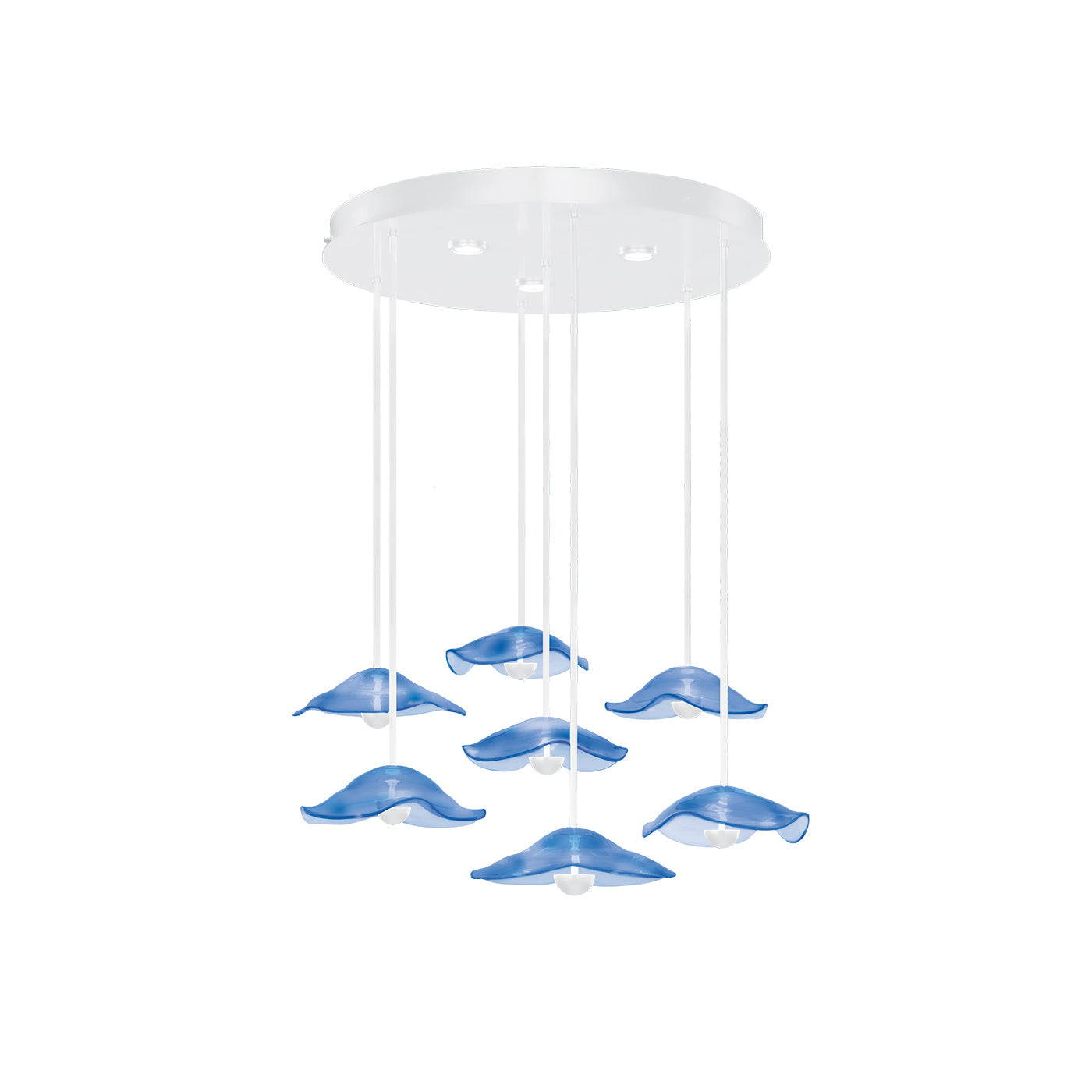 43-Inch Sculpted Glass Round Pendant / White/Blue