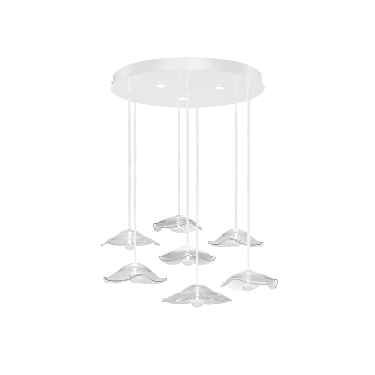 43-Inch Sculpted Glass Round Pendant / White/Clear