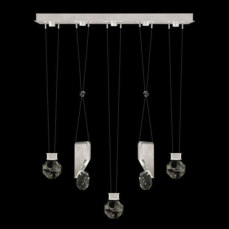 Five-Drop Crystal LED Pendant Light / Brushed Silver