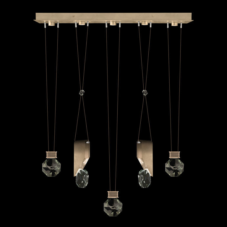 Five-Drop Crystal LED Pendant Light / Bronze