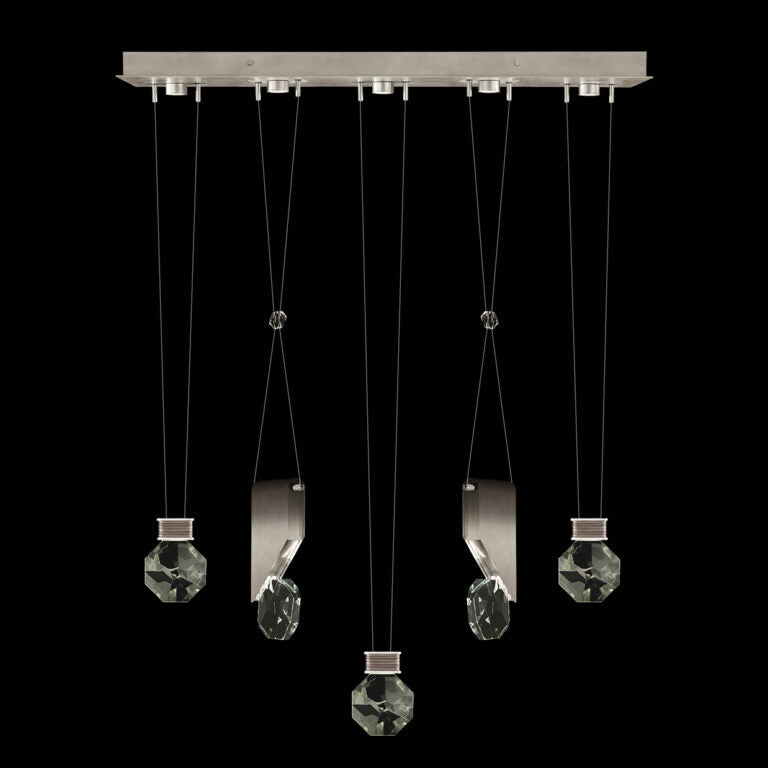 Five-Drop Crystal LED Pendant Light / Soft Ombre Silver