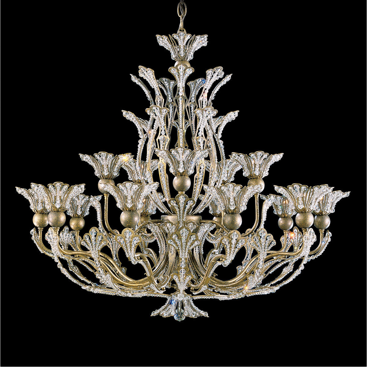Floral Crystal Gold Chandelier / Etruscan Gold / Clear Radiance