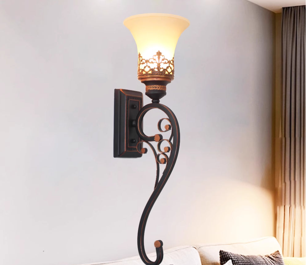 Iron and Glass Single Wall Light / Red Bronze