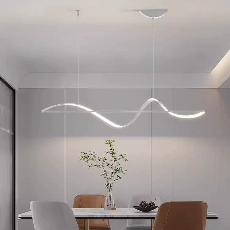 Linear Aluminum Chandelier 100–160cm / Black / 120cm / White light