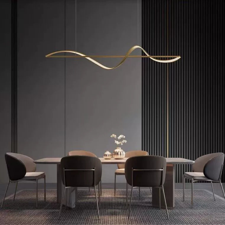 Linear Aluminum Chandelier 100–160cm / Black / 100cm / White light