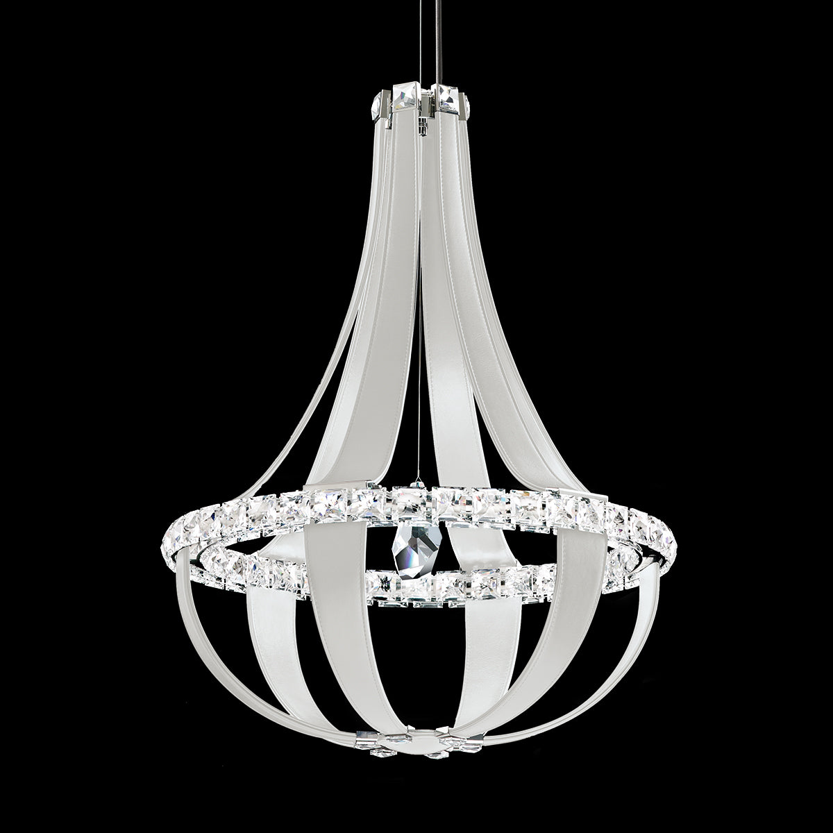 Neoclassical Leather Crystal LED Pendant / Chinook / Clear Radiance