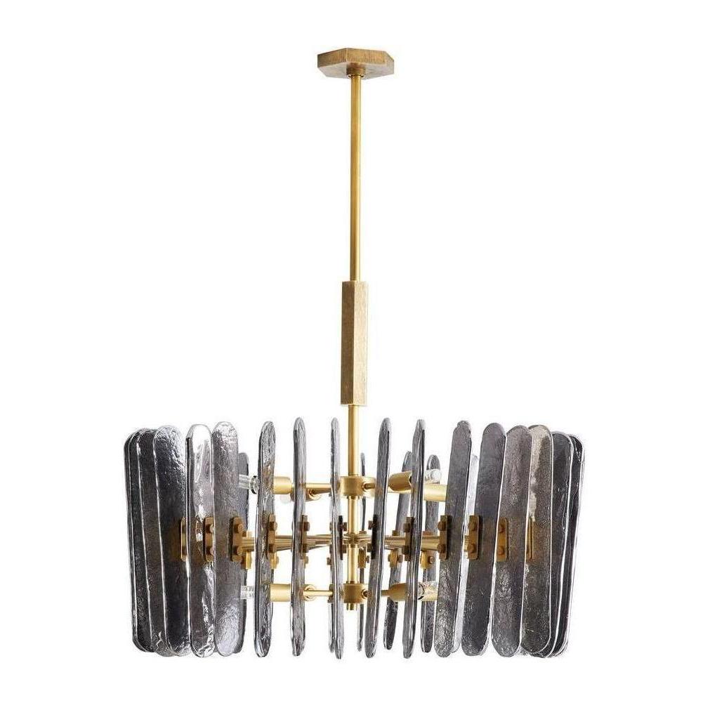 Smoke Glass Antique Brass Drum Chandelier / Default Title