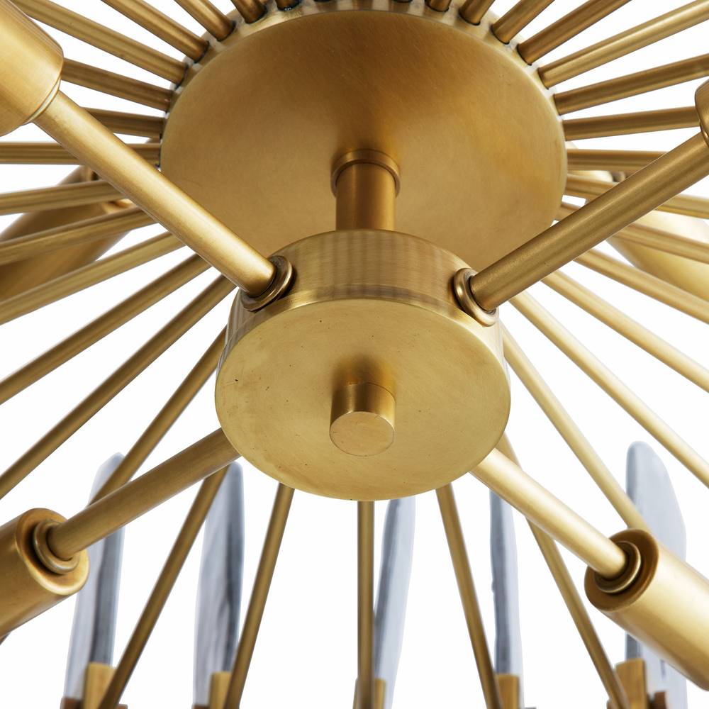 Smoke Glass Antique Brass Drum Chandelier